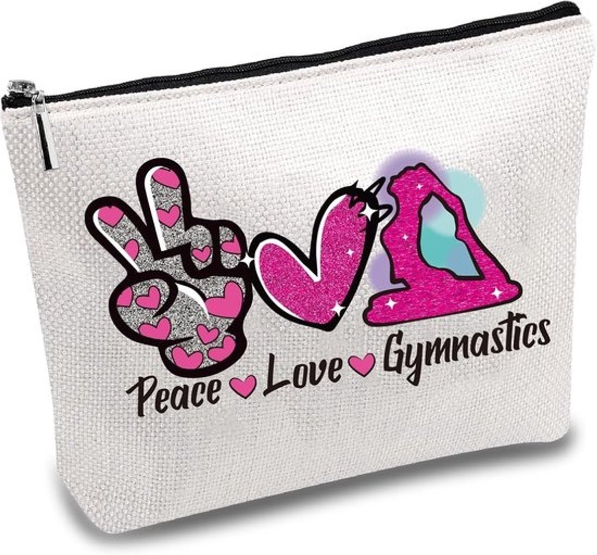 Gymnastics Girl Canvas Bag - Metalen Rits - Pouch voor Studenten - Stationery Opslag - Make-up Tools Collectie - Vrouwen Dagelijkse Benodigdheden - Vakantie Camping Cosmetica