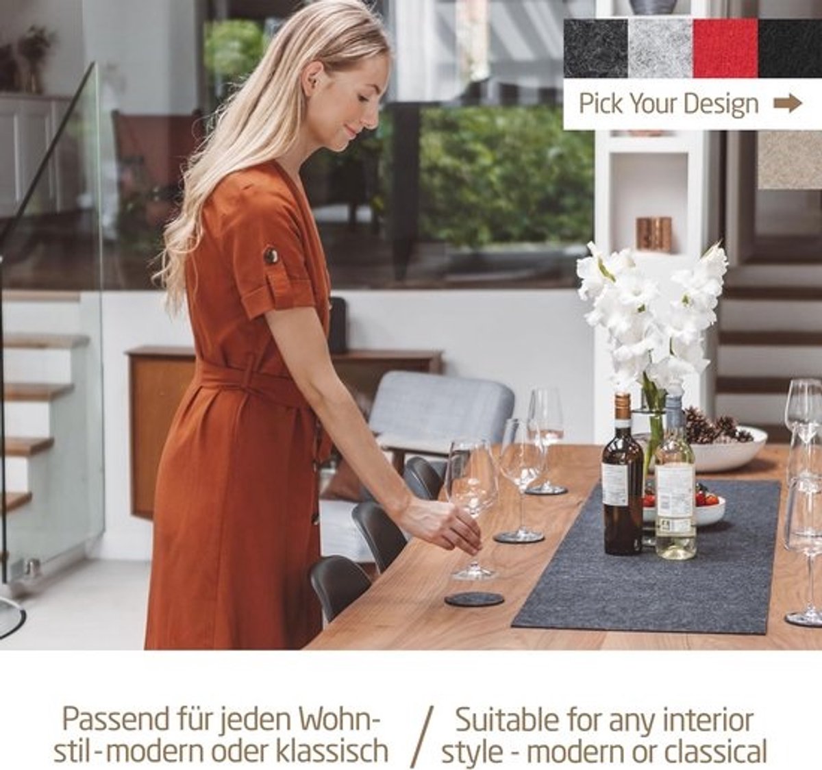 Duurzame Vilten Onderzetters Set van 10 - 13x11 cm, Moderne en Milieuvriendelijke Glazen Onderzetters voor Dranken, Kaarsen en Tafeldecoratie — cadeau in Wonen & Interieur - foto 3