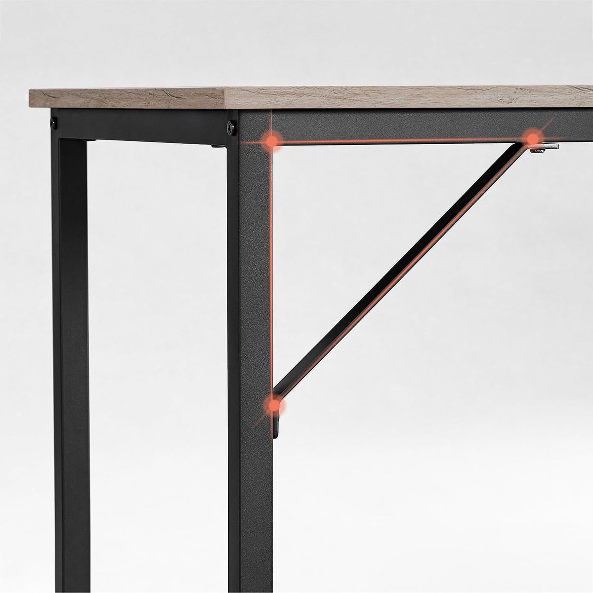 Computerbureau - Bureau tafel - Thuiswerken - Industriële stijl - 80 x 50 cm - Grijs en zwart thumbnail 2