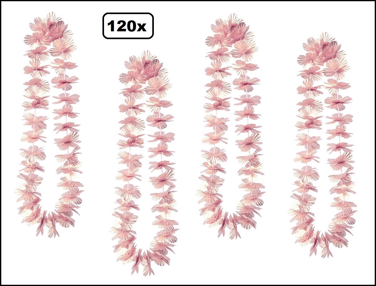 120 stuks Hawai slinger rosegoud - bloemenkrans - Thema feest hawaii krans huwelijk