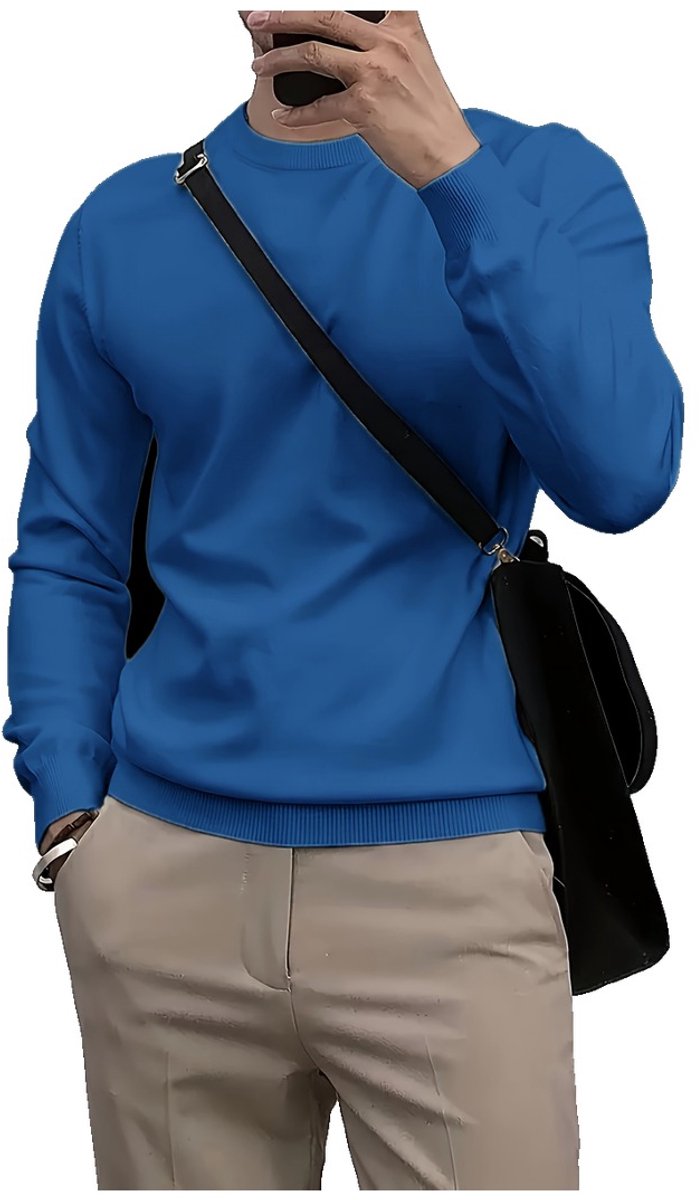 Currero Sweater Heren Sweaters Sweatshirt Hoodie Warme Trui Pullover Jumper Crewneck Vest Levendig Blauw