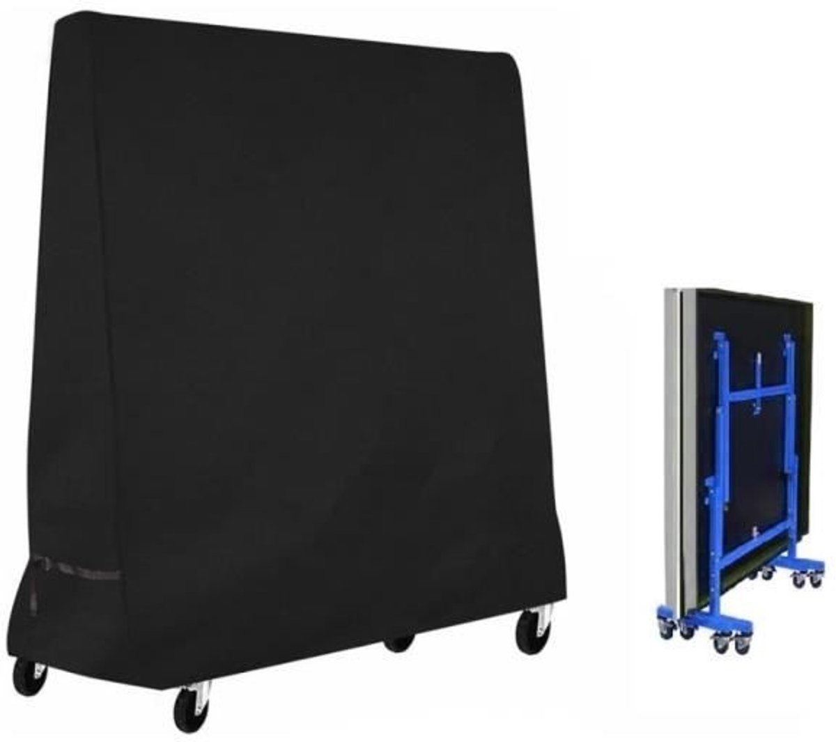 Tafeltennishoes voor buiten, afmetingen 185×70×165 cm, gemaakt van 210D polyester, waterdicht en scheurvast, zwart.
