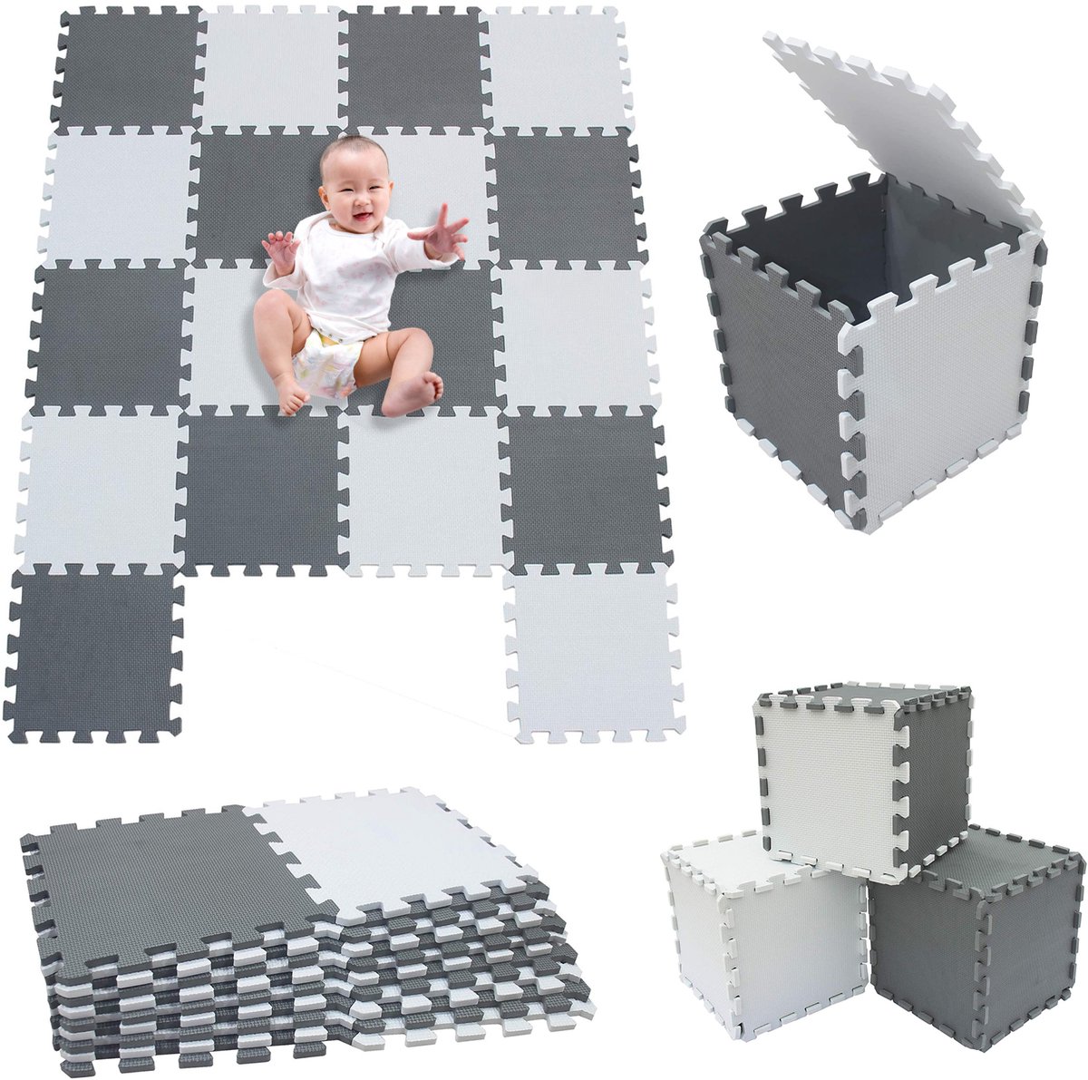 PIPIPOXER Multicolor Speelmat -Speelkleed - Foam - Opvouwbaar - 120 x 150cm - 18-delig Puzzel van Schuim Vloer Tegels- Kinderen - Babyshower - Multicolor - Educatief Speel Kleed