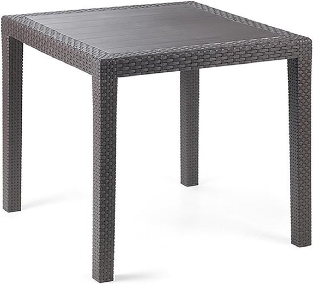 Bistrotafel Vierkant - Balkontafel Tuinstafel - Buiten Zitten - Kunststof Rotan Optiek - 79x79x72 cm - Antraciet