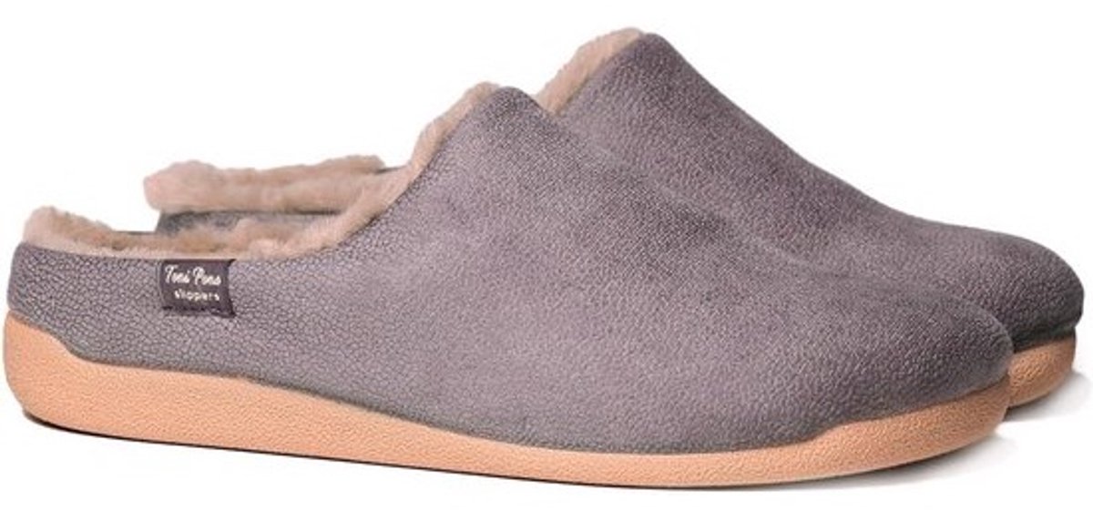 Comfortabele Heren Pantoffels van Zachte Stof met Warme Imitatiebont Voering - Plat Zolen