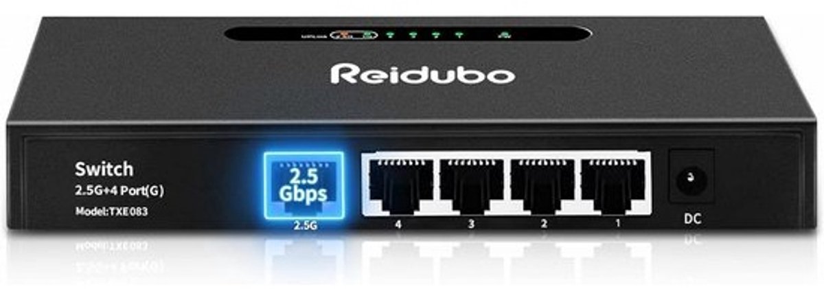 5-Poorts Gigabit Netwerk Switch met 2.5Gbps Uplink, Desktop en Wandmontage