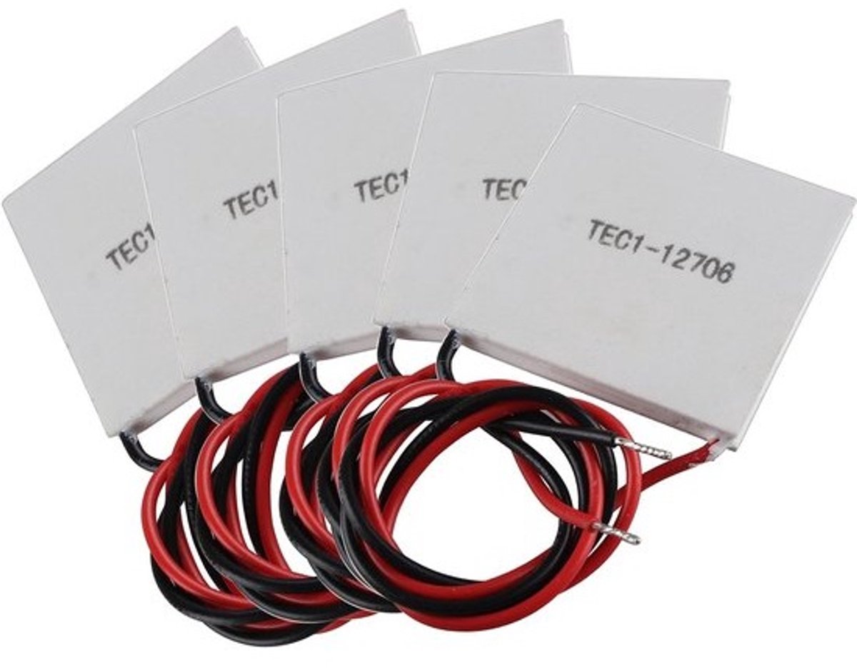 Dailygoody - TEC1-12706 Thermo-elektrische Koelmodules - Peltier Koelsysteem, 12V, 60W, Set van 5