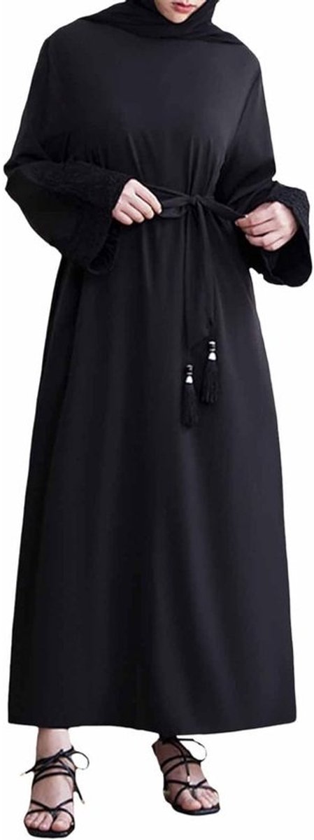 Dames Moslim Jurk - Lange Mouw Maxi - Casual Zomerkleding - Met Afneembare Riem - Polyester Materiaal - Diverse Kleuren