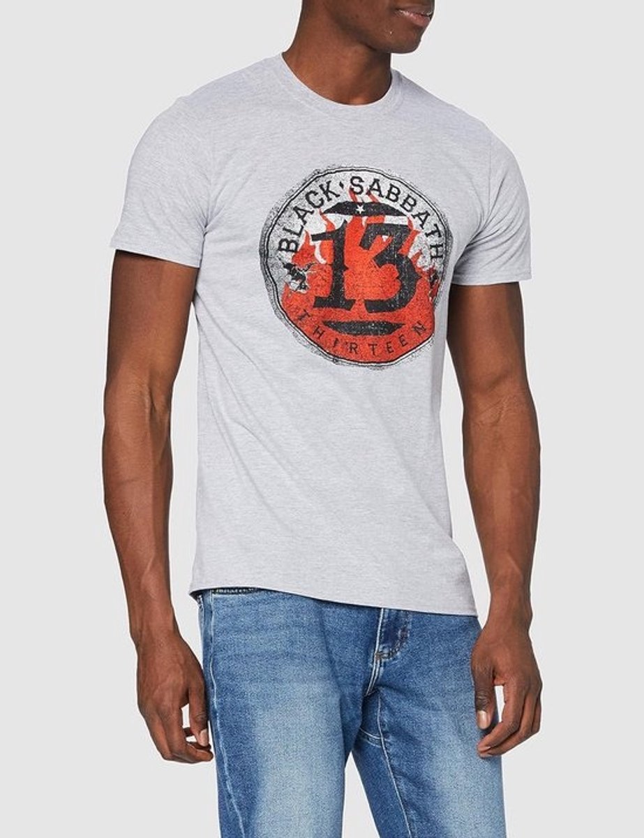 Unisex Grijs T-Shirt met Vlam Cirkel Print