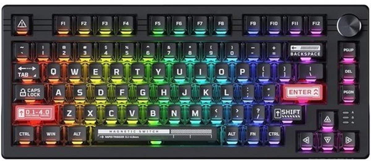 75% Magnetische Gamingtoetsenbord - Hall Effect Schakelaars - Rapid Trigger - RGB Verlichting - TKL Mechanisch Toetsenbord
