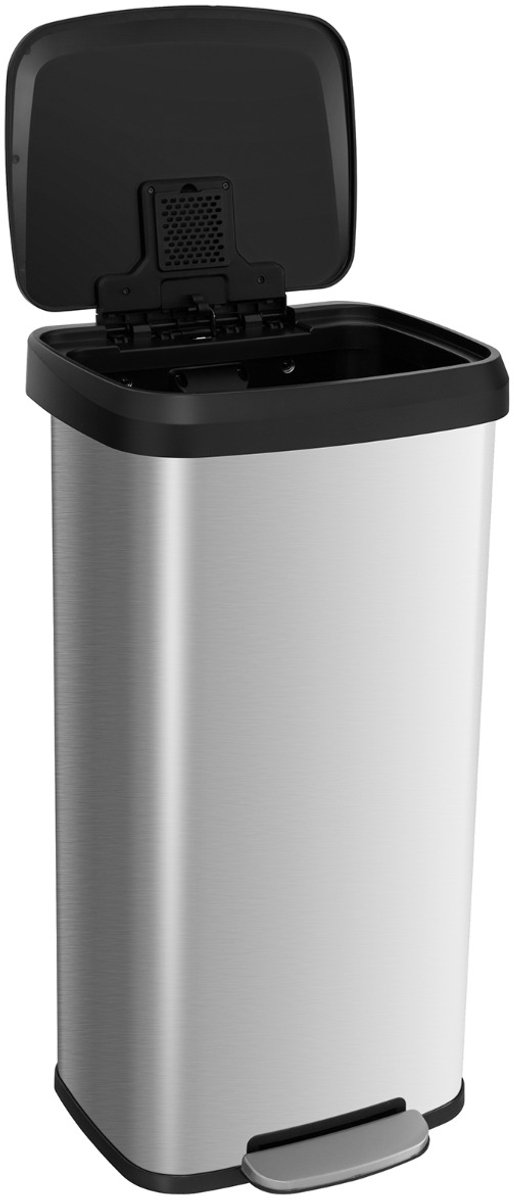 SureDeal® - Keukengerei - Afvalemmer - Voetpedaal Roestvrijstalen Afvalemmer - Zachtsluitend Deksel - Deodorantvak - 40x38x78 cm - Zilver