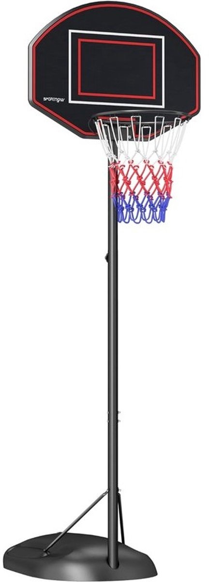 Basketbalring met Standaard - Basketbalpaal Verstelbaar - Buiten Sporten - Verrijdbaar en In Hoogte Verstelbaar - 221-282 cm - Zwart