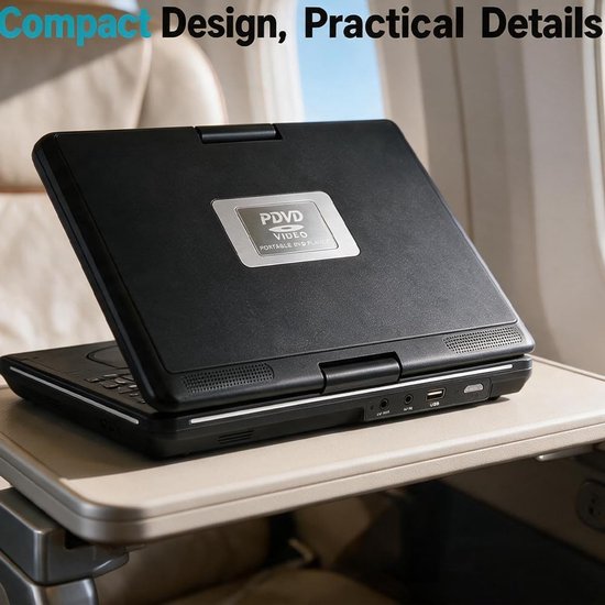 Draagbare DVD-speler 7,8 inch met Draaibaar HD-scherm, Oplaadbaar, 1 Stuk, Dubbele Luidsprekers, AV-uitgang, USB- en SD-kaartondersteuning, Ingebouwde Batterij, voor Auto, Reizen, Camping en Camper — afbeelding 3