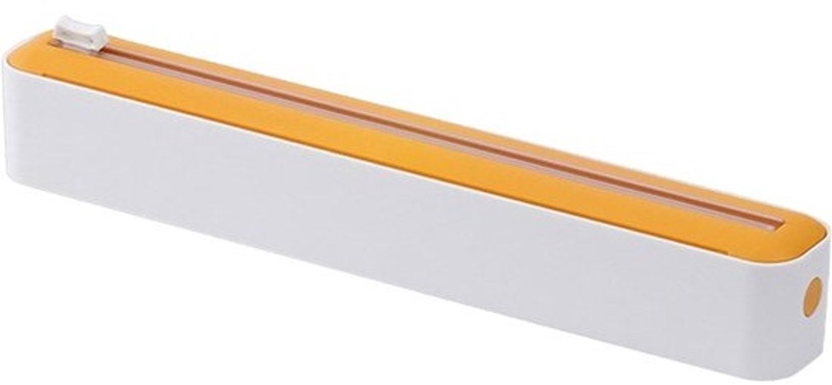 Folie Dispenser - Keuken Organizer - Voedsel Verpakken - Met Geïntegreerde Snijder - 36.5 cm Lengte - Geel