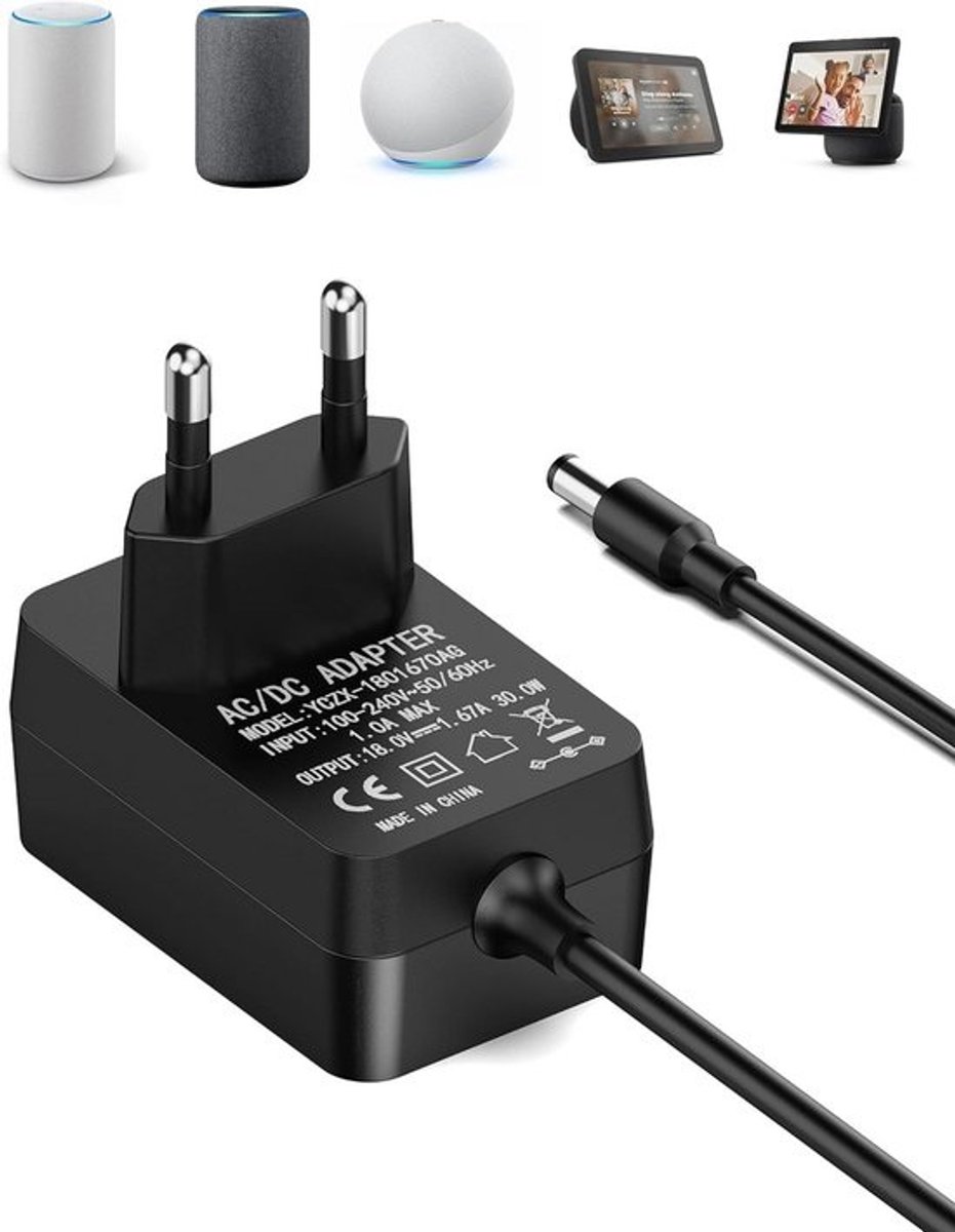 30W Vervangende Oplader met 1,5m Kabel voor Echo Apparaten