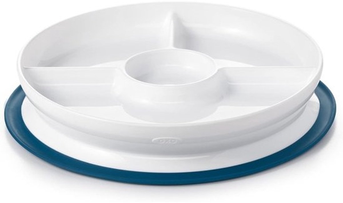 Zuignap Bord - Kinderservies - Zelfstandig Eten - Plakt aan Tafel - Verdeelde Secties - Marineblauw
