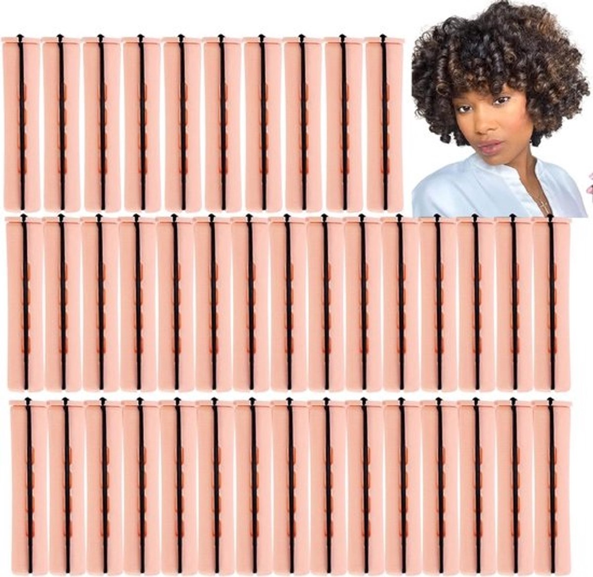 40 Stuks permanente krulstaven voor natuurlijke krullen zonder warmte, beige, voor kort en lang haar