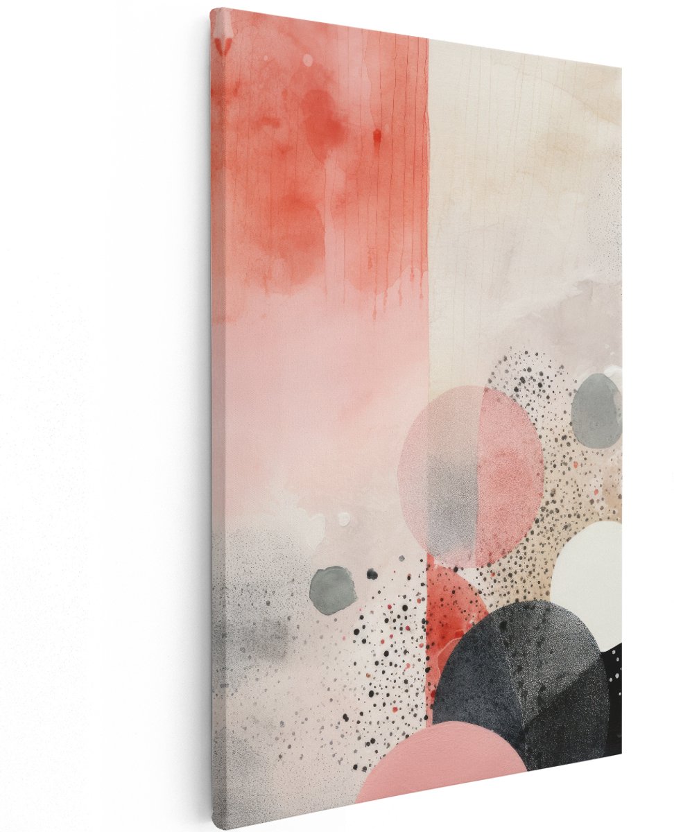 Artaza Canvas Schilderij Abstract - 120x180 cm - Groot - Wanddecoratie Modern - Muurdecoratie Cirkels - Schilderijen Op Canvas Roze