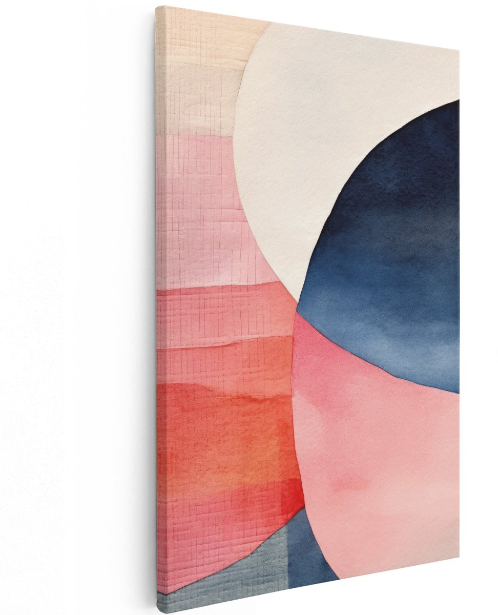 Artaza Canvas Schilderij Abstract - 120x180 cm - Groot - Wanddecoratie Modern - Muurdecoratie Aquarel - Decoratie Geometrisch - Roze