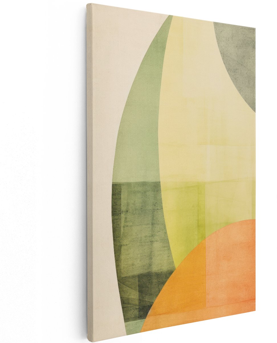 Artaza Canvas Schilderij Abstract - 120x180 cm - Groot - Wanddecoratie Modern - Muurdecoratie Geometrisch - Decoratie Woonkamer - Groen