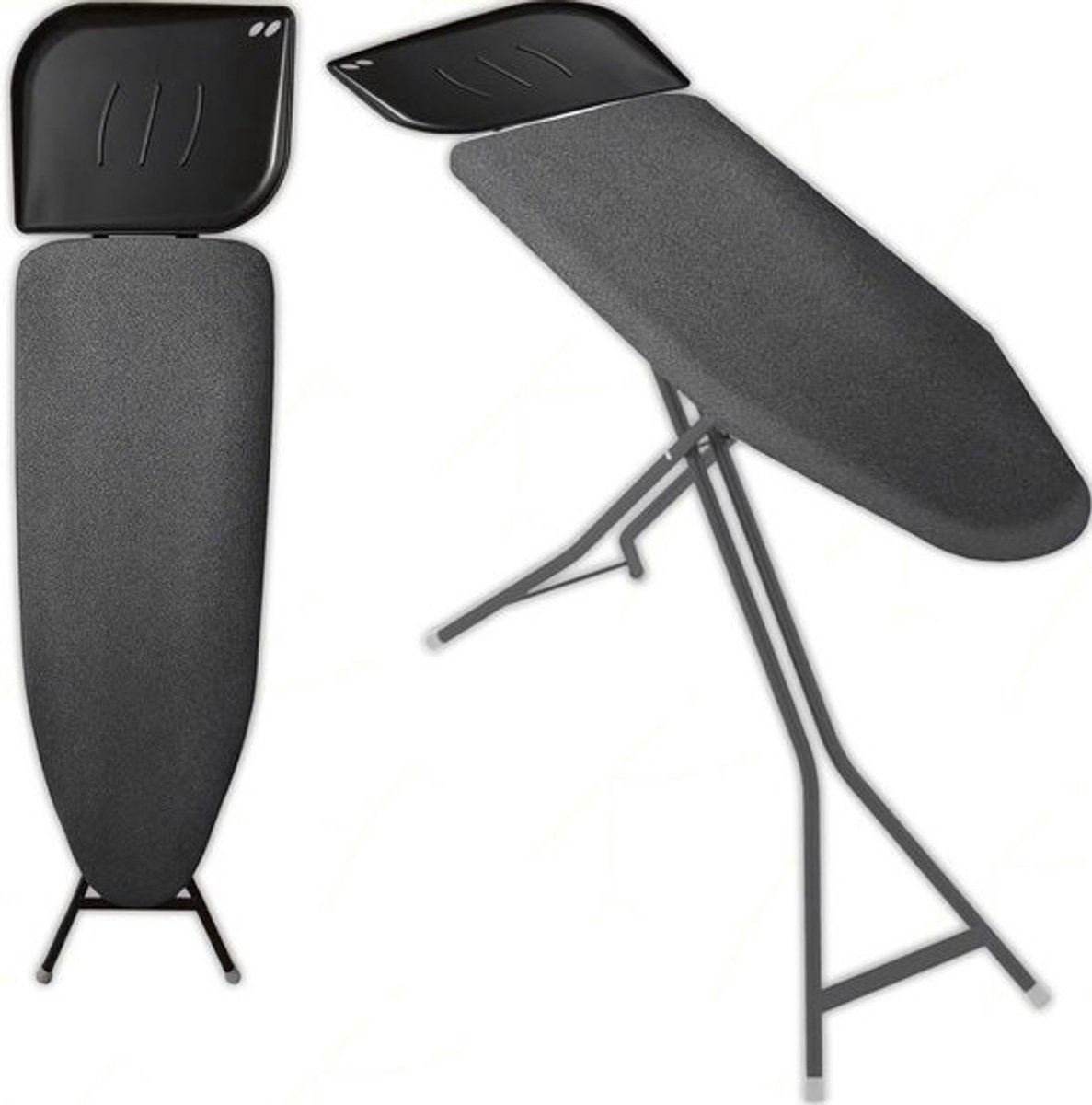 Strijkplank 120x40 cm Grijs met Stoomketelhouder en Kleerhanger - In Hoogte Verstelbaar