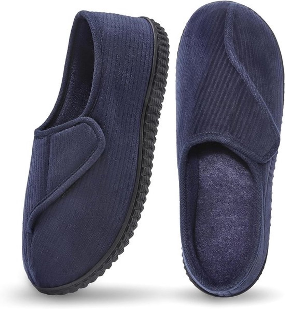 Comfortabele pantoffels voor heren - traagschuim, verstelbare sluiting, ideaal voor diabetici en artritis - blauw, maat 44 EU