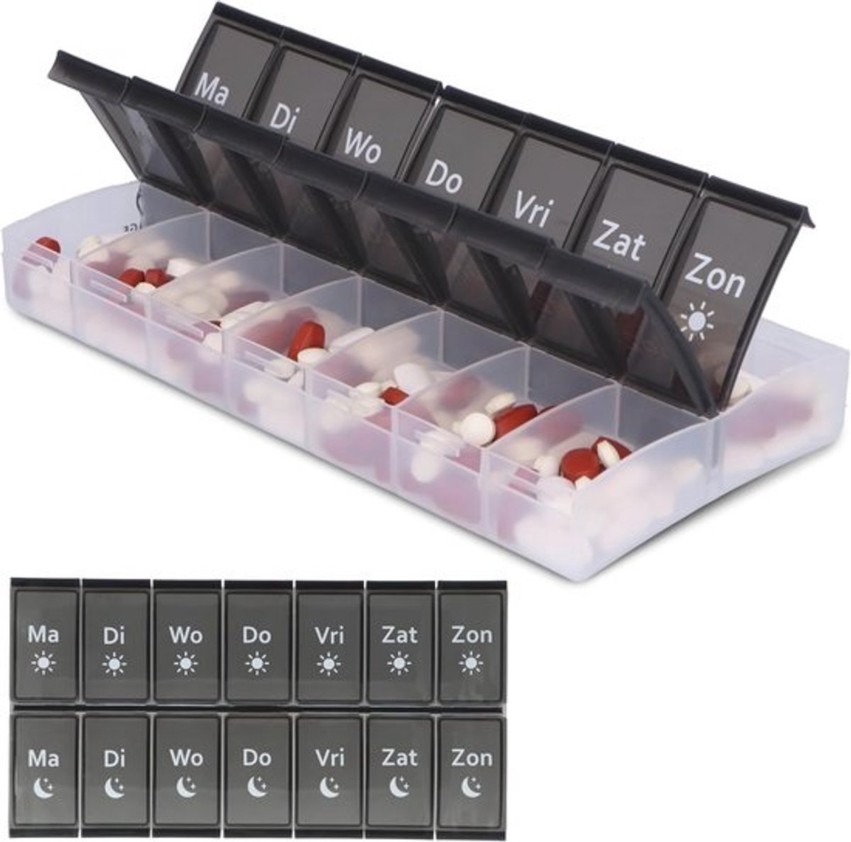 XL Medicijnendoos met 7 Dagen en Ochtend/Avond Indeling - Grote Compartimenten Pillendoos