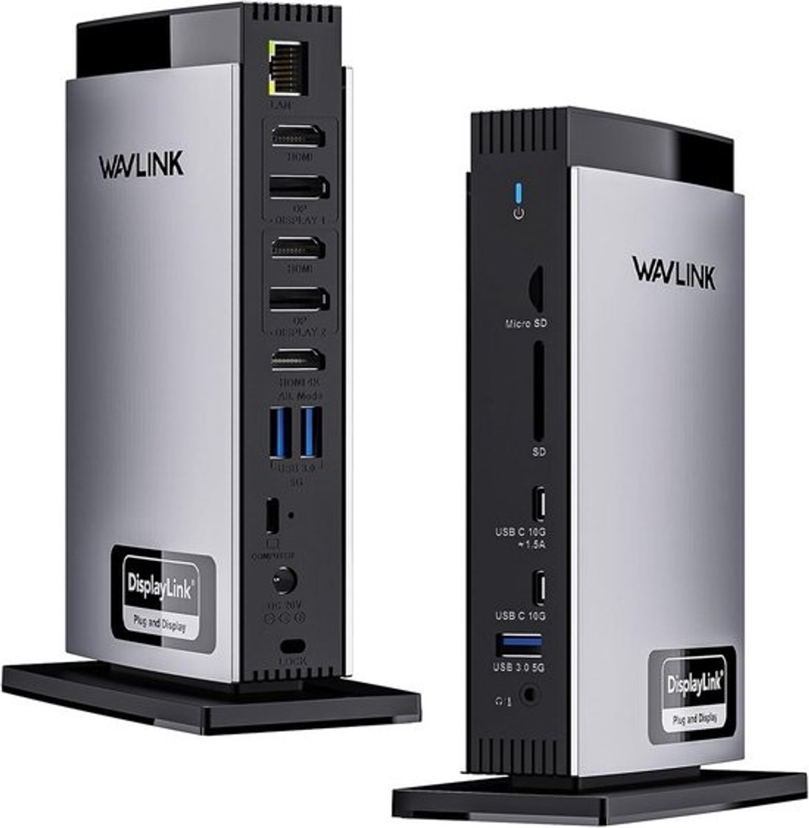 WAVLINK Dockingstation USB 3.0 voor Externe Schijven, HDMI/DVI/VGA, Gigabit Ethernet, Audio, 20V 3.5A