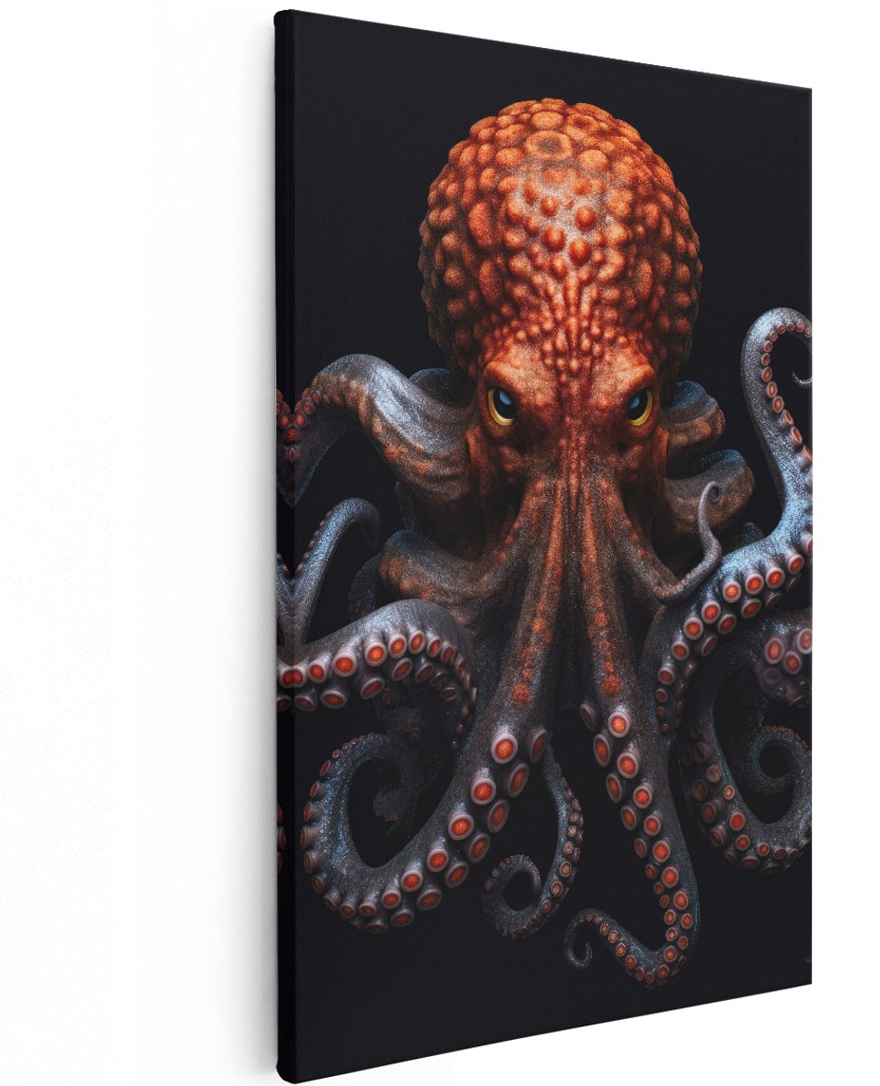 Artaza Canvas Schilderij Octopus - 120x180 cm - Groot - Wanddecoratie Dieren - Muurdecoratie Zee - Decoratie Inktvis - Schilderijen Op Canvas