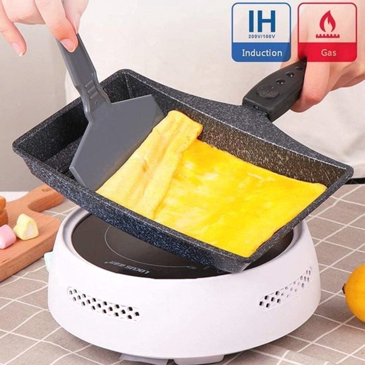 Tamagoyaki Koekenpan met Antiaanbaklaag voor Perfecte Omeletten en Japanse Snacks - Maifaniet Steen