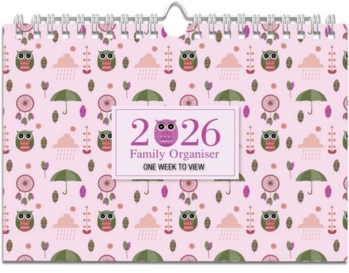 Gezinsorganizer Kalender - Weekplanner Agenda - Planning Bijhouden - Ruimte 5 Personen - A4 Formaat - Uilen Design