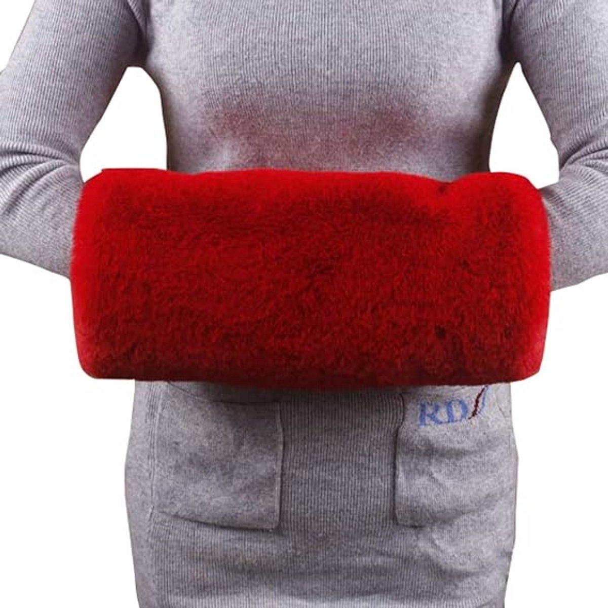 Dikke, imitatie konijnenbont handwarmers, dikke en warme handschoenen, wintermouwen Geschikt voor mannen en vrouwen (rood).