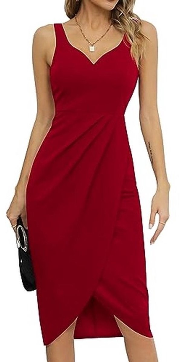 Elegante Dames Cocktailjurk Midi - Wikkeljurk voor Jaren 2023