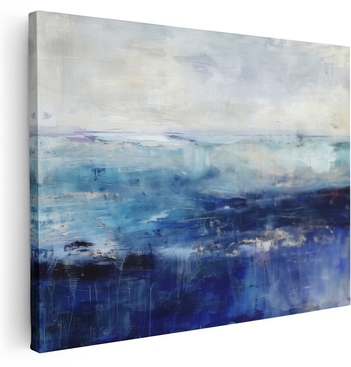 Artaza Canvas Schilderij Abstract van de Oceaan - 160x120 cm - Groot - Wanddecoratie Woonkamer - Schilderijen - Muurdecoratie