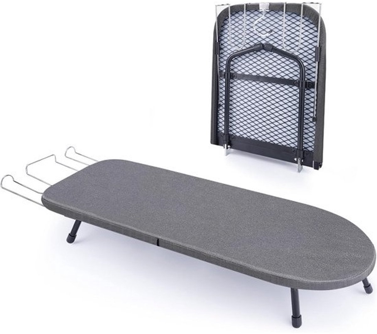 Compacte Tafel Strijkplank met Metalen Ondersteuning voor Reizen en Kleine Ruimtes