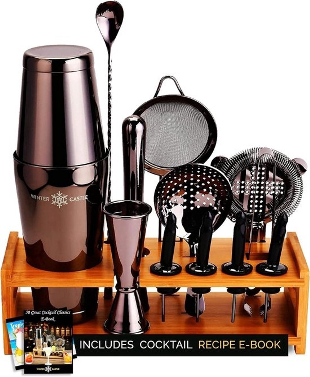 Complete Cocktailshakerset 18-delig voor Mixologie - Barset voor Professionals en Beginners