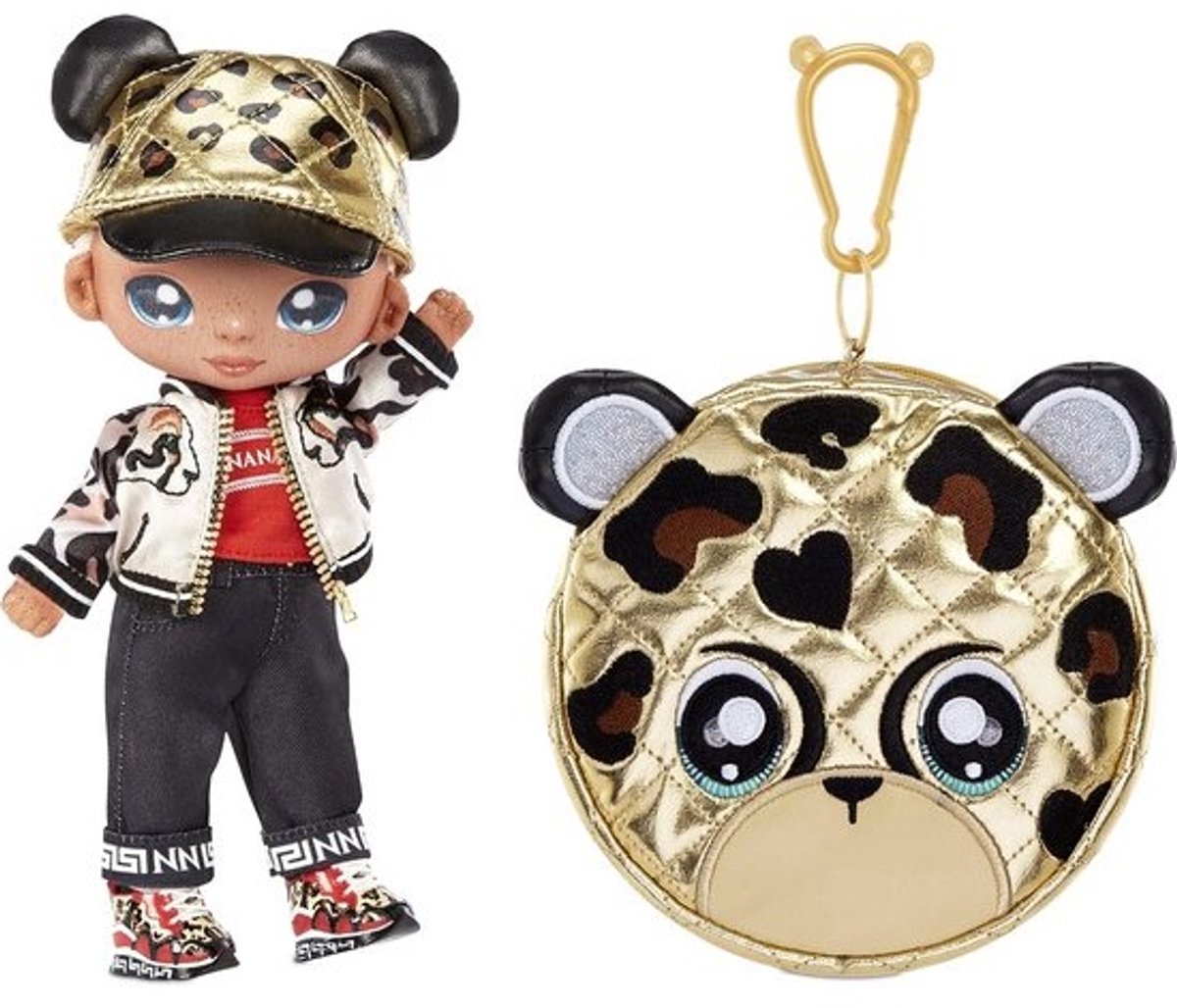 Na Surprise Glam Series 2 - GIANNI WILDE - Cheetah Inspired Plush Fashion Doll with Blonde Cheetah Print Hair & Metallic Animals Clip-on Wallet - Collectable - 5+ Years