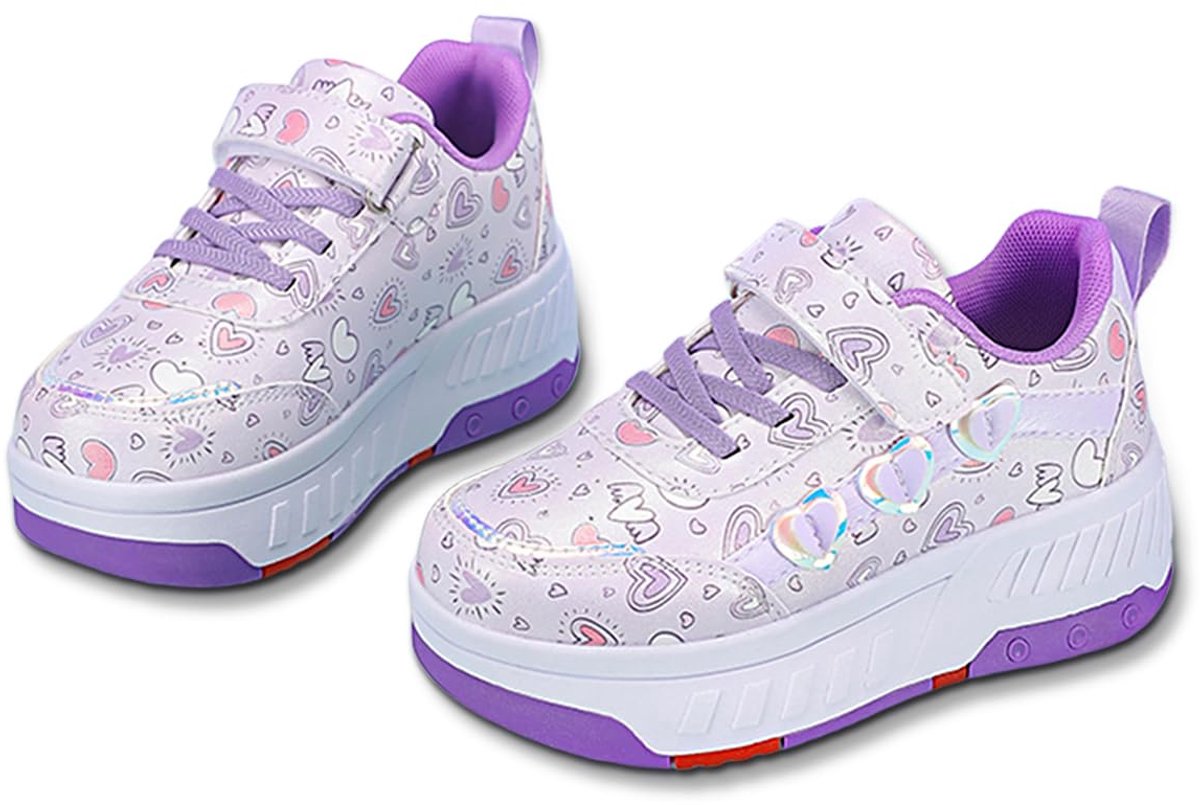 Hearda Rolschaatsschoenen voor Meisjes en Jongens, 2 in 1 Modieuze Rolschaatsschoenen met 4 Retracteerbare Wielen - ShopVlot