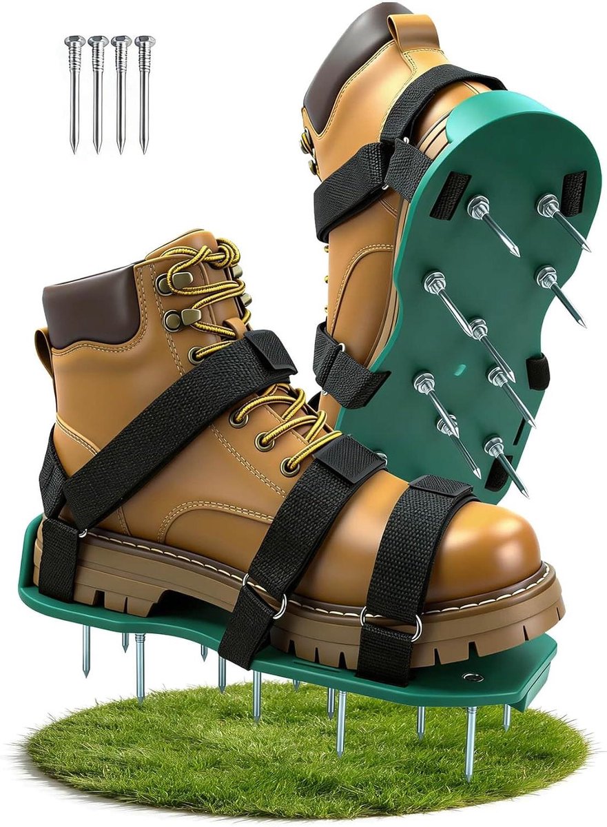 Gazonbeluchter Schoenen - Spikes Sandalen - Gazon Onderhoud - Dubbele Riemen - Universele Maat - Zwart