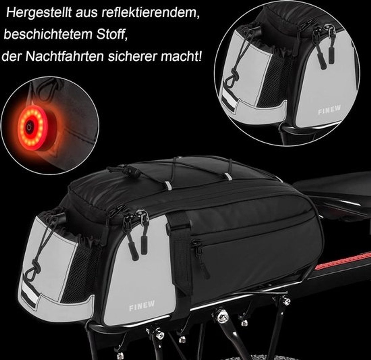 2-in-1 Fietstas voor Bagagedrager - 12 Liter - Waterdicht en Reflecterend - Multifunctionele Tas met Rugzakfunctie en Regenbescherming