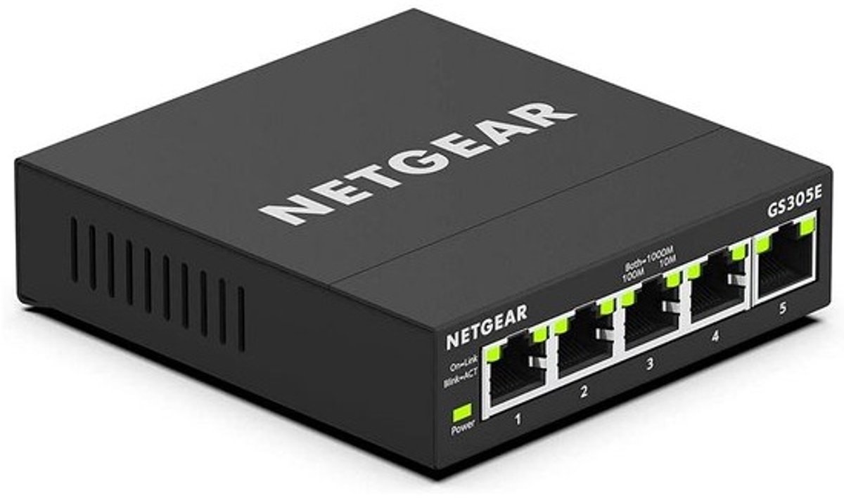 Netwerk Switch - Ethernet Hub - Internet Verbinding - Plus Software - 5 Poorten - Zwart