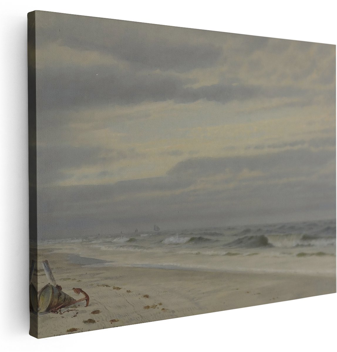 Artaza Canvas Schilderij Strand - 160x120 cm - Groot - Wanddecoratie Zee - Muurdecoratie Natuur Landschap - Decoratie Golven - Kamer Accessoires
