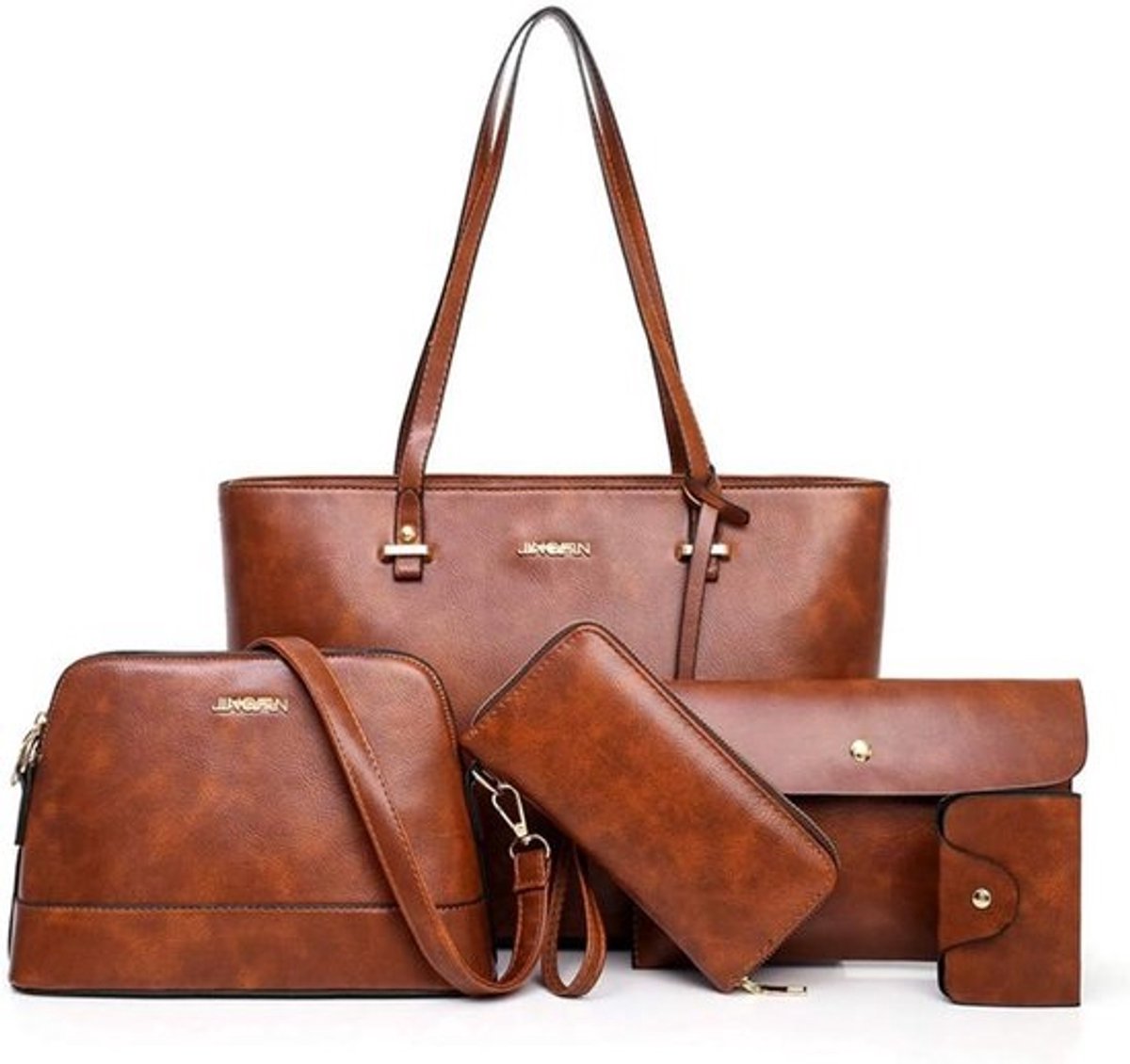 Dames Handtassen Set 5-Delig PU-Leer: Schoudertas, Portemonnee & Crossbody
