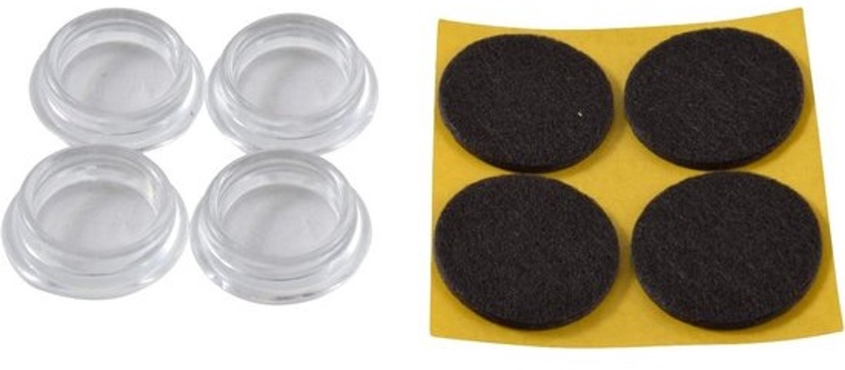 Meubelglijders Ronde Transparante Glijders 4 Stuks 33 mm