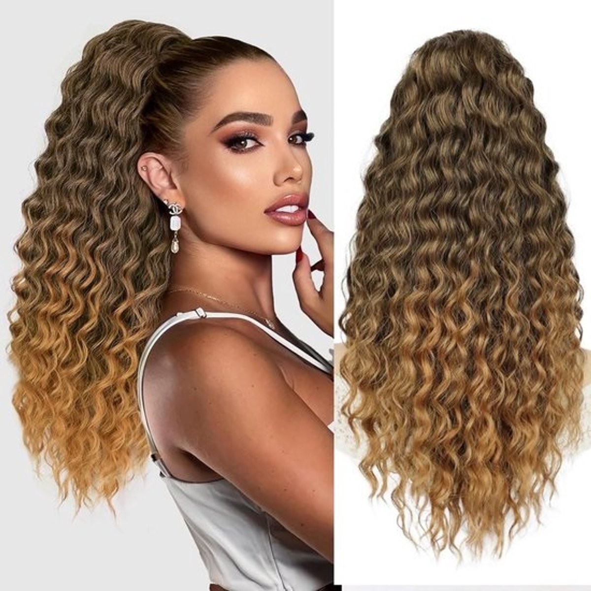 Lange Afro Kinky Clip-in Paardenstaart Synthetisch Haar 45 cm