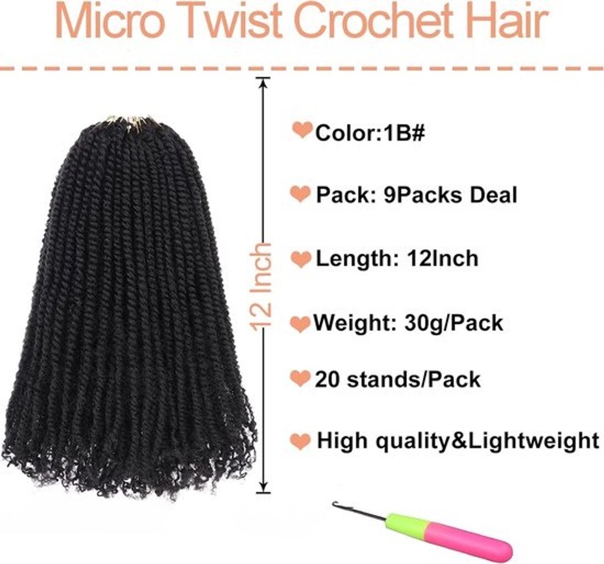 30,5 cm Micro Twist Krokus Haar Vlechten Set, Mini Passion Twist Nep Vlechten