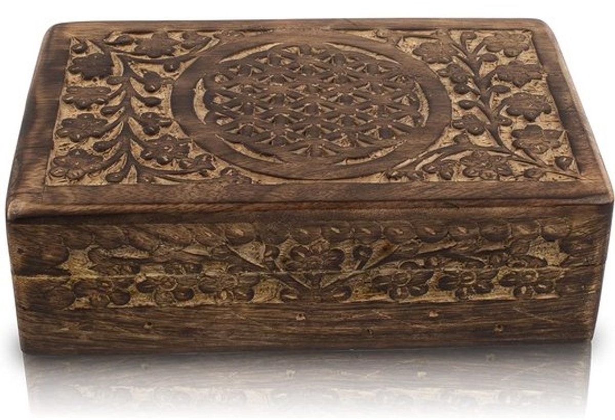 Handgemaakte Houten Sieradendoos met Slot - Decoratieve Opbergkist voor Sieraden en Schatkist