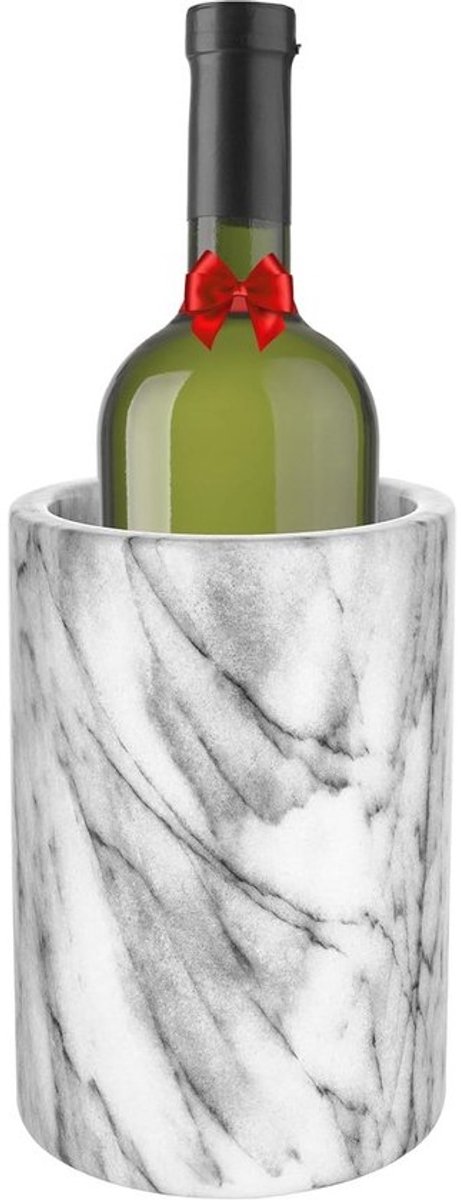 Marmeren Wijnkoeler Emmer - Ideaal voor Feesten - Houd Dranken Koel in deze Champagne- en Wijnemmer - Geschikt voor 750 ml Flessen (Grijs)