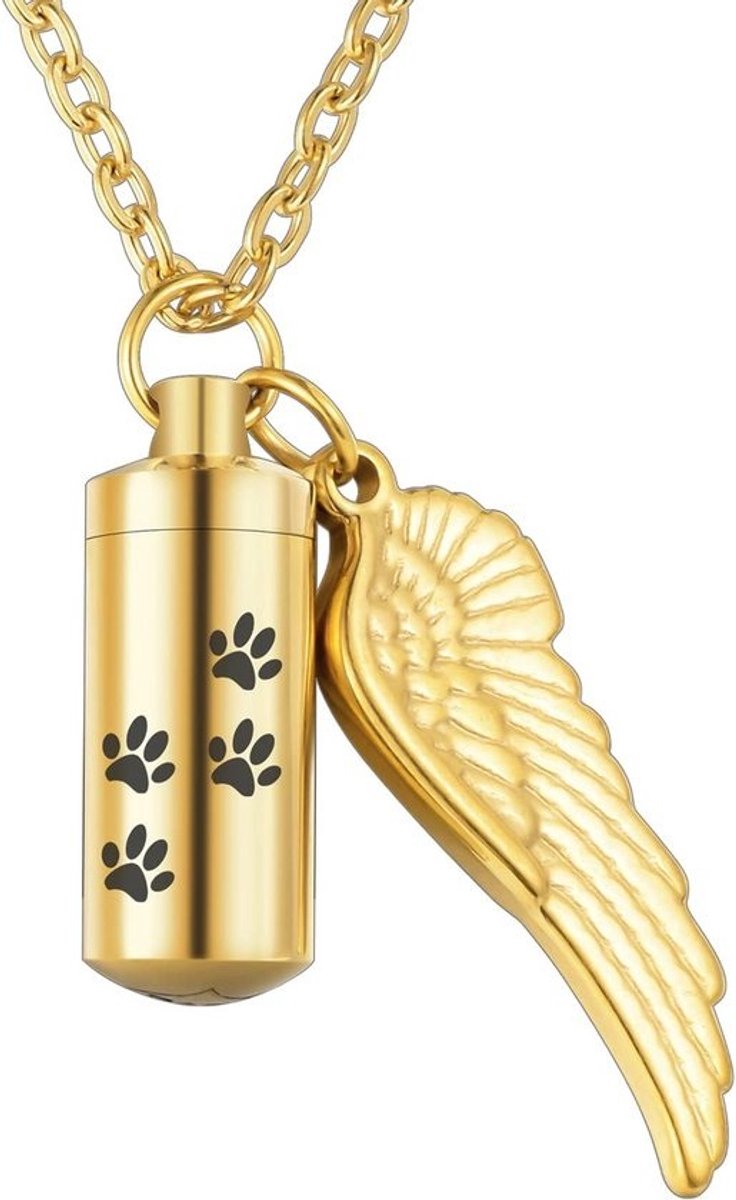 Herdenkingssieraad voor Honden: As-hangers met Pootafdruk en Engelenvleugel