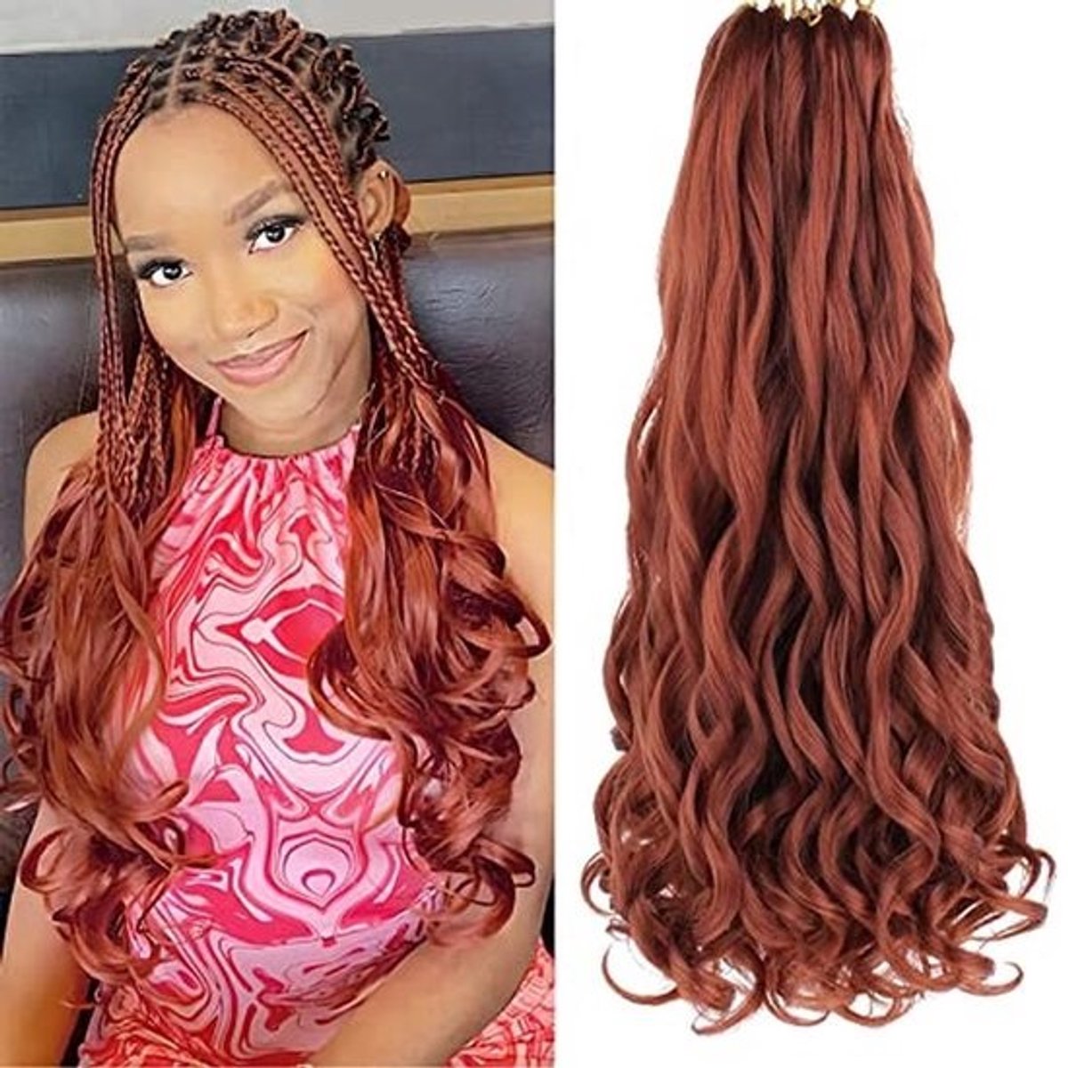 24 Inch Loose Wavy Curly Braiding Hair Extensions for Black Women - 8 Pack